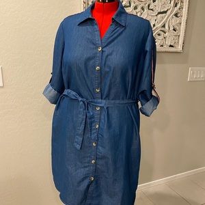 Denim look dress